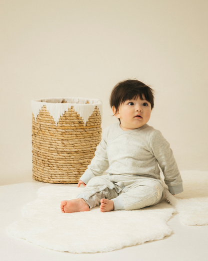 Long-sleeve Romper - Blue Star Jacquard