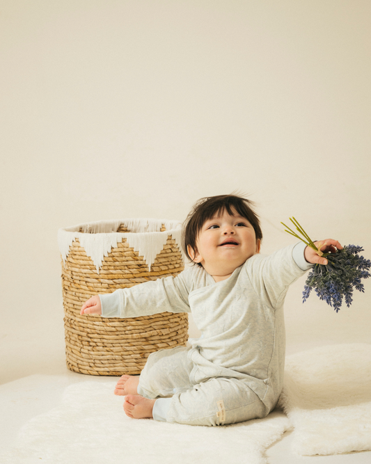 Long-sleeve Romper - Blue Star Jacquard