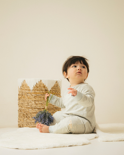 Long-sleeve Romper - Blue Star Jacquard