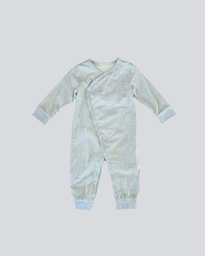 Long-sleeve Romper - Blue Star Jacquard