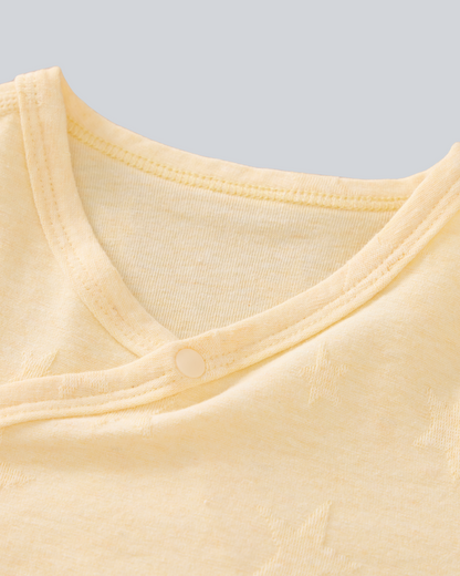 Short Sleeve Kimono - Yellow Star-jacquard