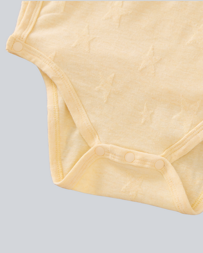 Short Sleeve Kimono - Yellow Star-jacquard