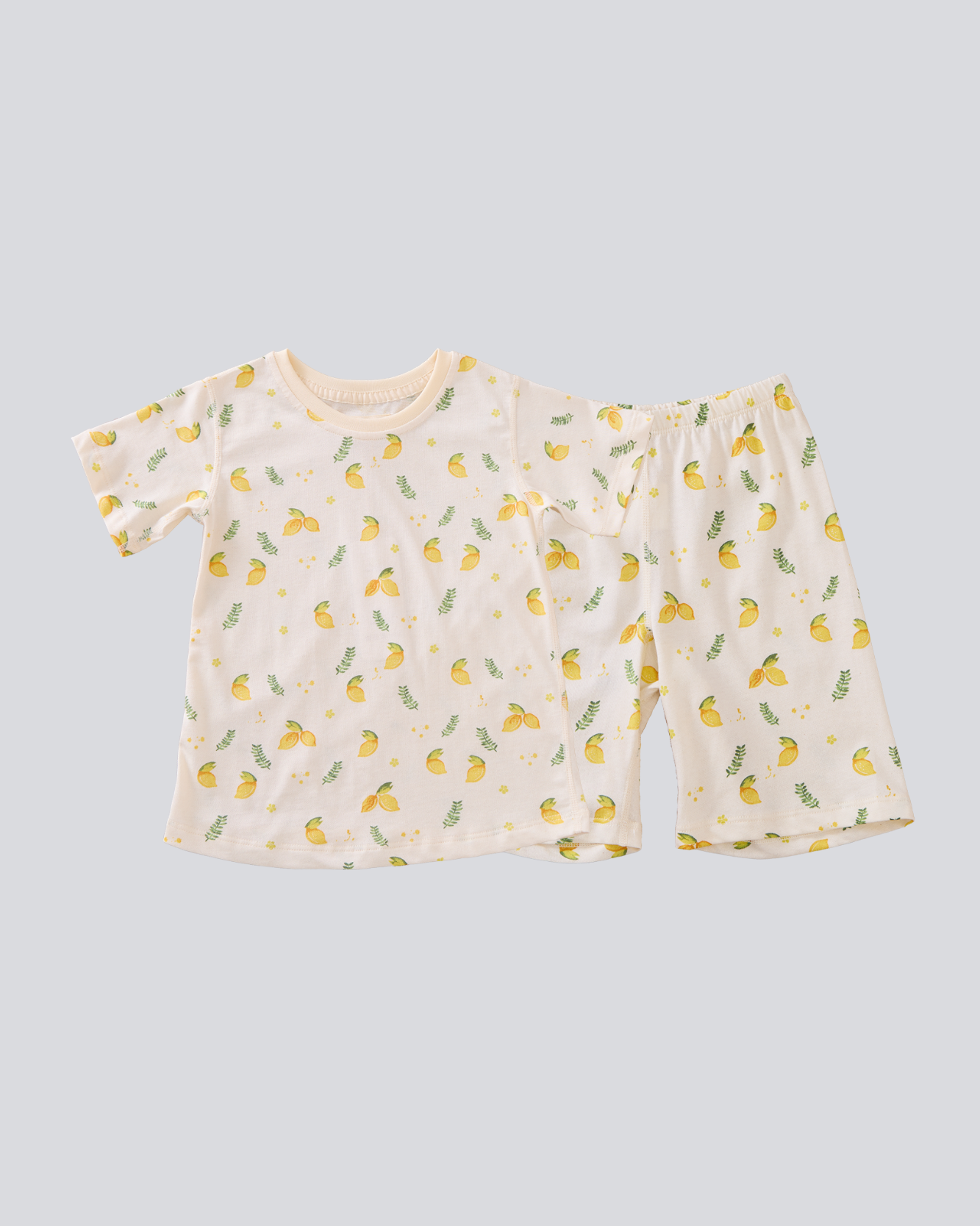 2-pcs Short Sleeve Organic Cotton Pajama Set - Lemon Print