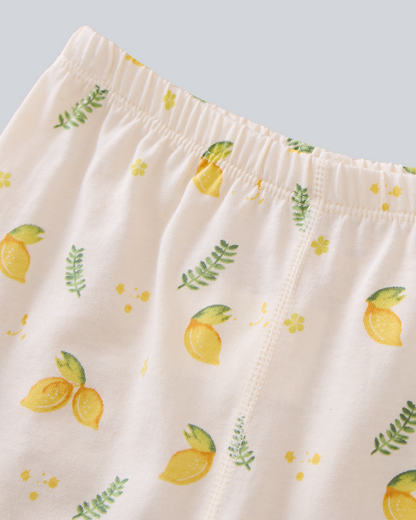 2-pcs Short Sleeve Organic Cotton Pajama Set - Lemon Print