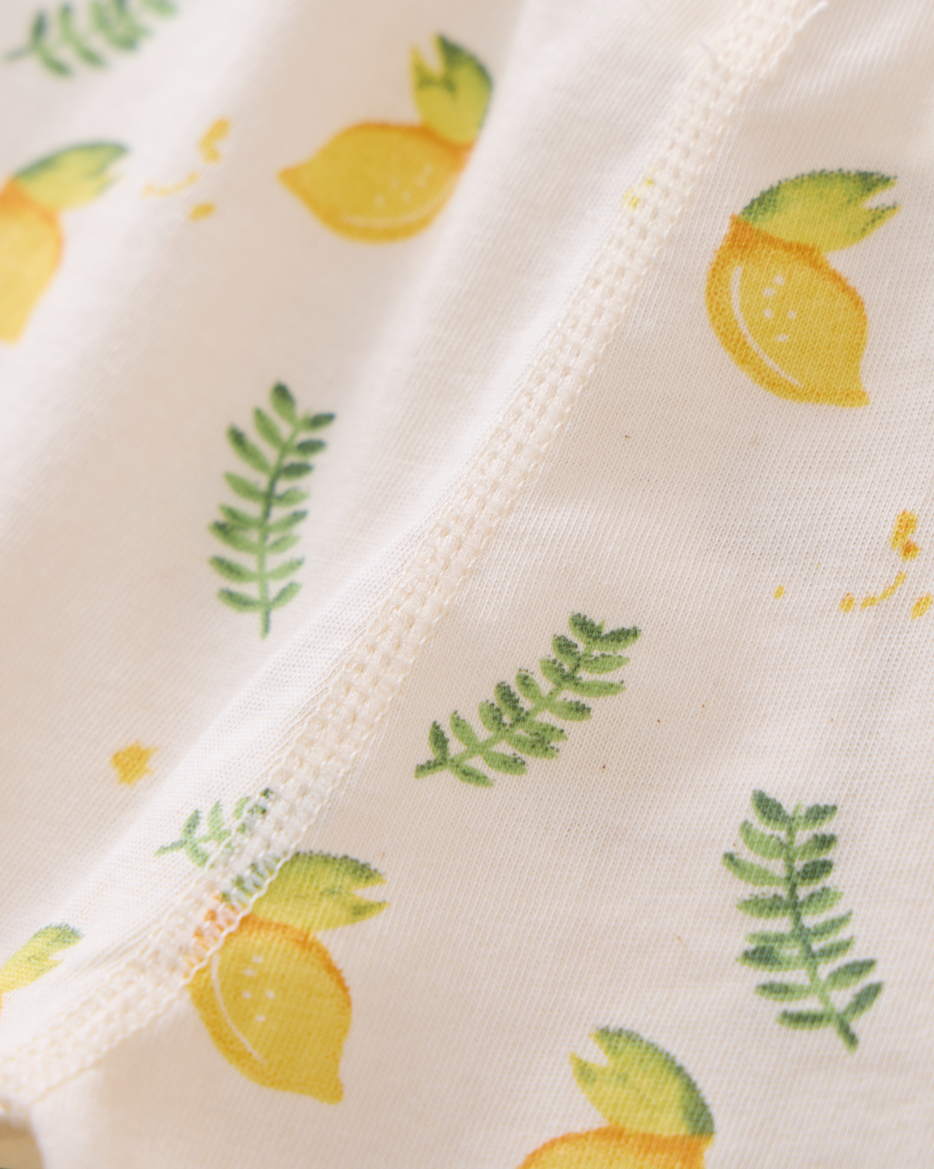 2-pcs Short Sleeve Organic Cotton Pajama Set - Lemon Print