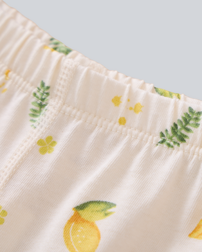 2-pcs Short Sleeve Organic Cotton Pajama Set - Lemon Print