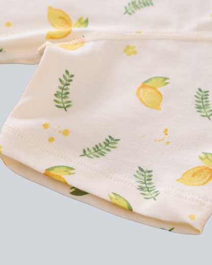 2-pcs Short Sleeve Organic Cotton Pajama Set - Lemon Print