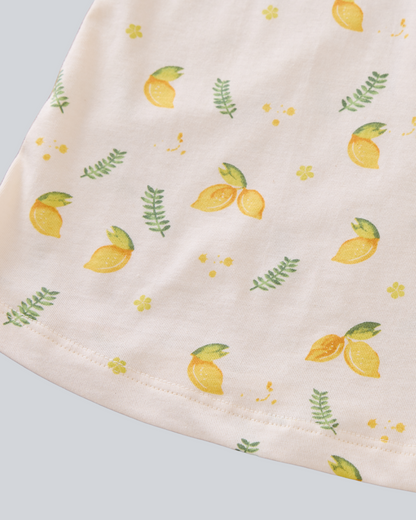 2-pcs Short Sleeve Organic Cotton Pajama Set - Lemon Print