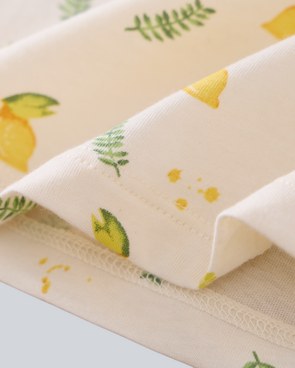 2-pcs Short Sleeve Organic Cotton Pajama Set - Lemon Print