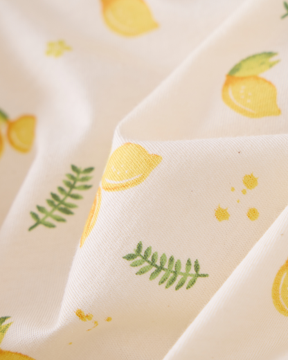 2-pcs Short Sleeve Organic Cotton Pajama Set - Lemon Print
