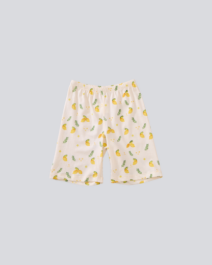 2-pcs Short Sleeve Organic Cotton Pajama Set - Lemon Print