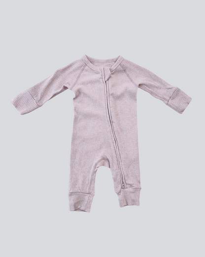 Long Sleeve Zipped Romper - Smoky Purple