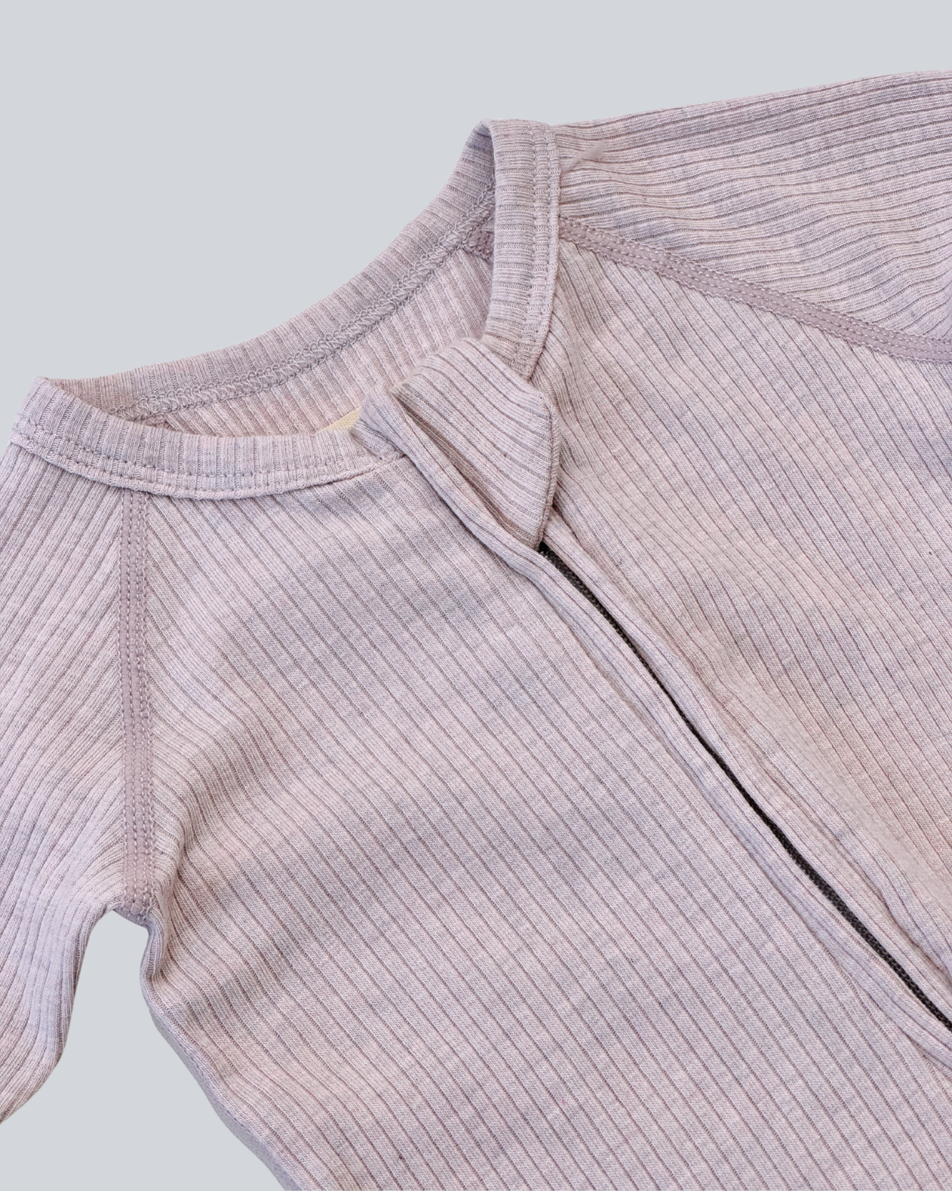 Long Sleeve Zipped Romper - Smoky Purple