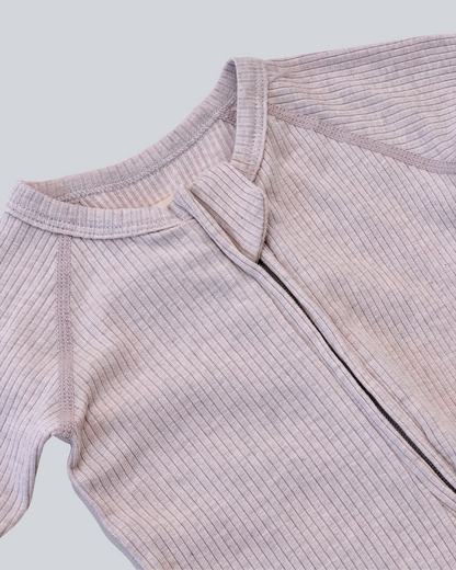 Long Sleeve Zipped Romper - Smoky Purple