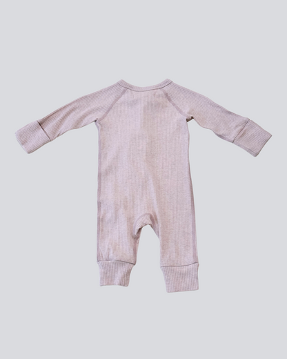 Long Sleeve Zipped Romper - Smoky Purple