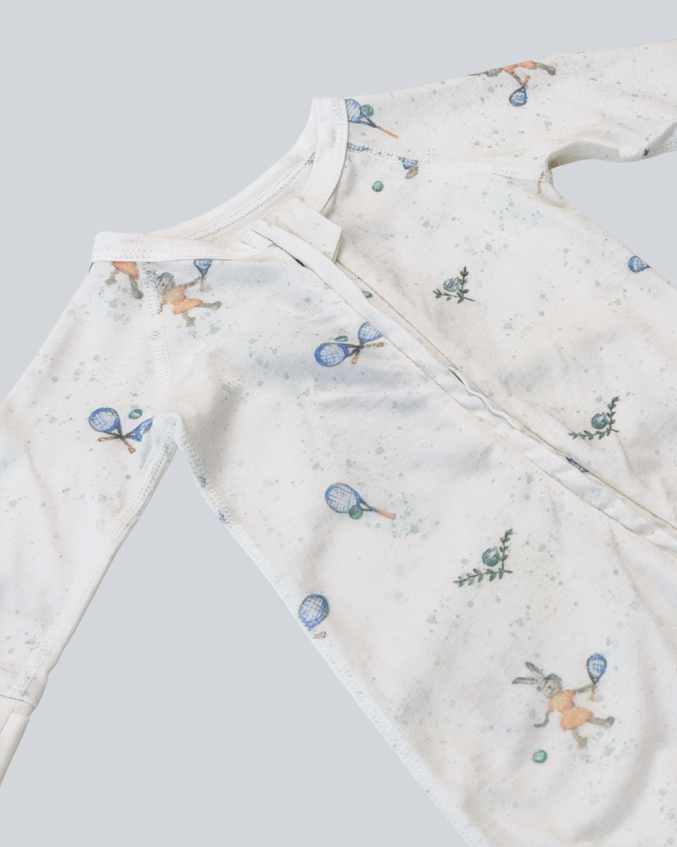 Long Sleeve Zipped Romper - Tennis Print