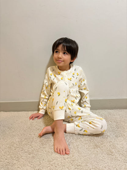 2-pcs Long Sleeve Pajama Set - Lemon Print