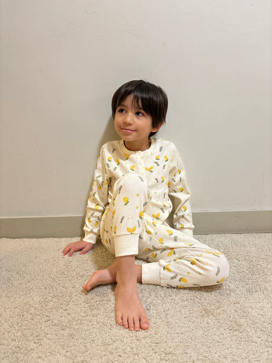 2-pcs Long Sleeve Pajama Set - Lemon Print