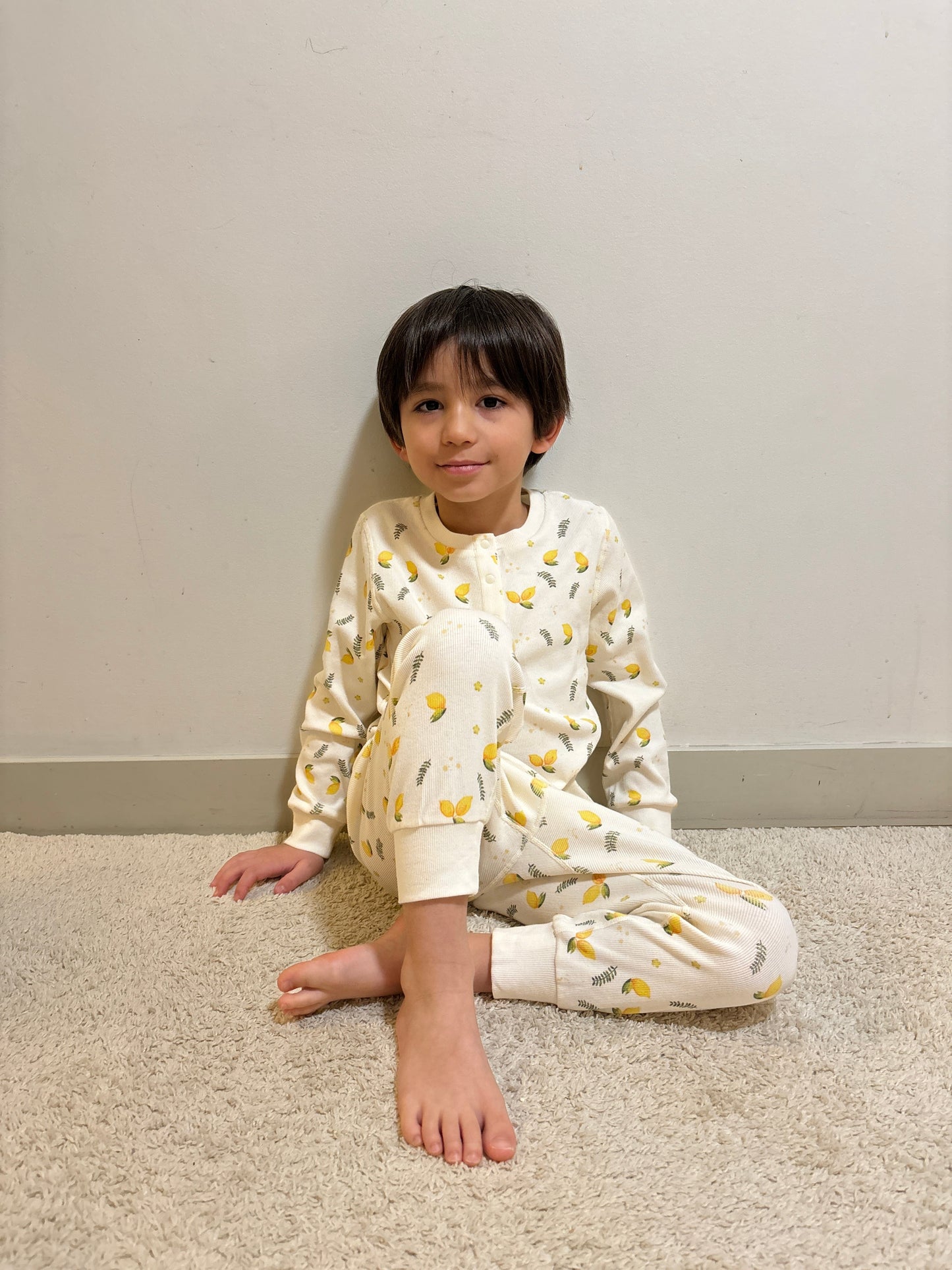 2-pcs Long Sleeve Pajama Set - Lemon Print