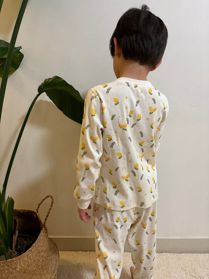 2-pcs Long Sleeve Pajama Set - Lemon Print