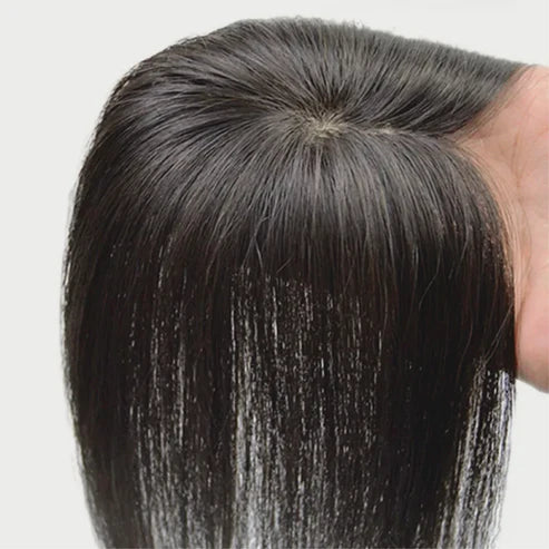 Real Human Hair Silk Base Hair Topper with Clip – Natural, Luxurious, Effortless Confidence